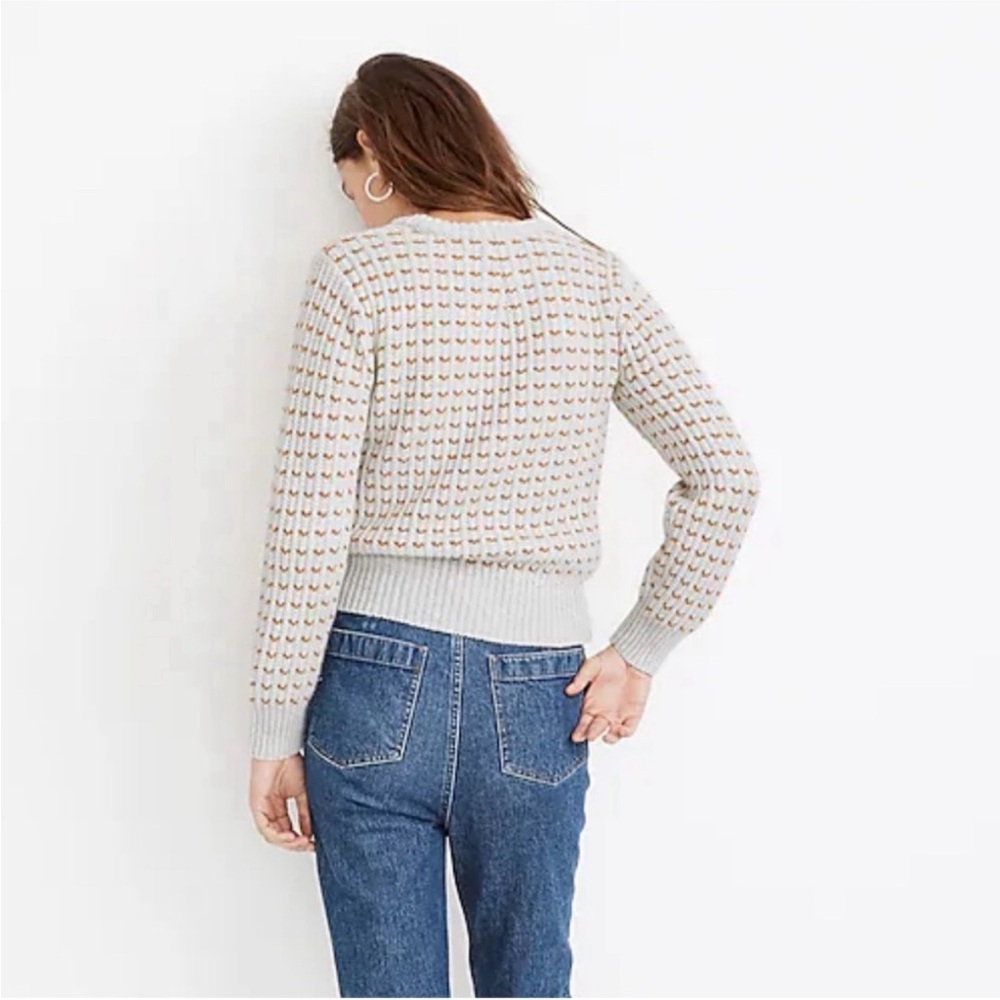 Madewell Striped Metallic Barfield Wool Blend Sweater Sz Small Heather B… - Picture 3 of 8